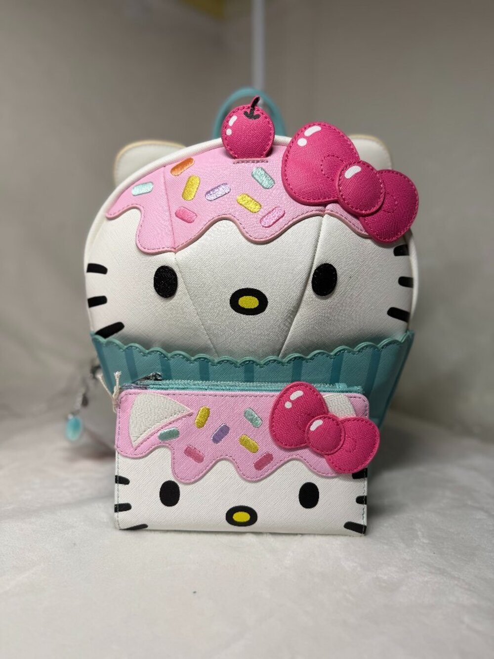 Hello Kitty Cupcake Mini Backpack (Used Once) + New Wallet NWT + Handmade Bag Ch